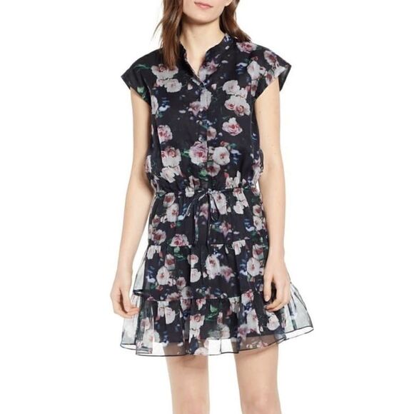 REBECCA Minkoff Ollie Black Floral Mini Dress | Size Small - Picture 2 of 16